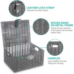 Homepeaz Set of 3 Woven Storage Basket Bin Wicker Hamper Stackable Box